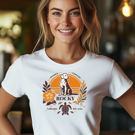Forever Friends T-Shirt – Personalisierbares Labrador Aloha T-Shirt im Retro-Design