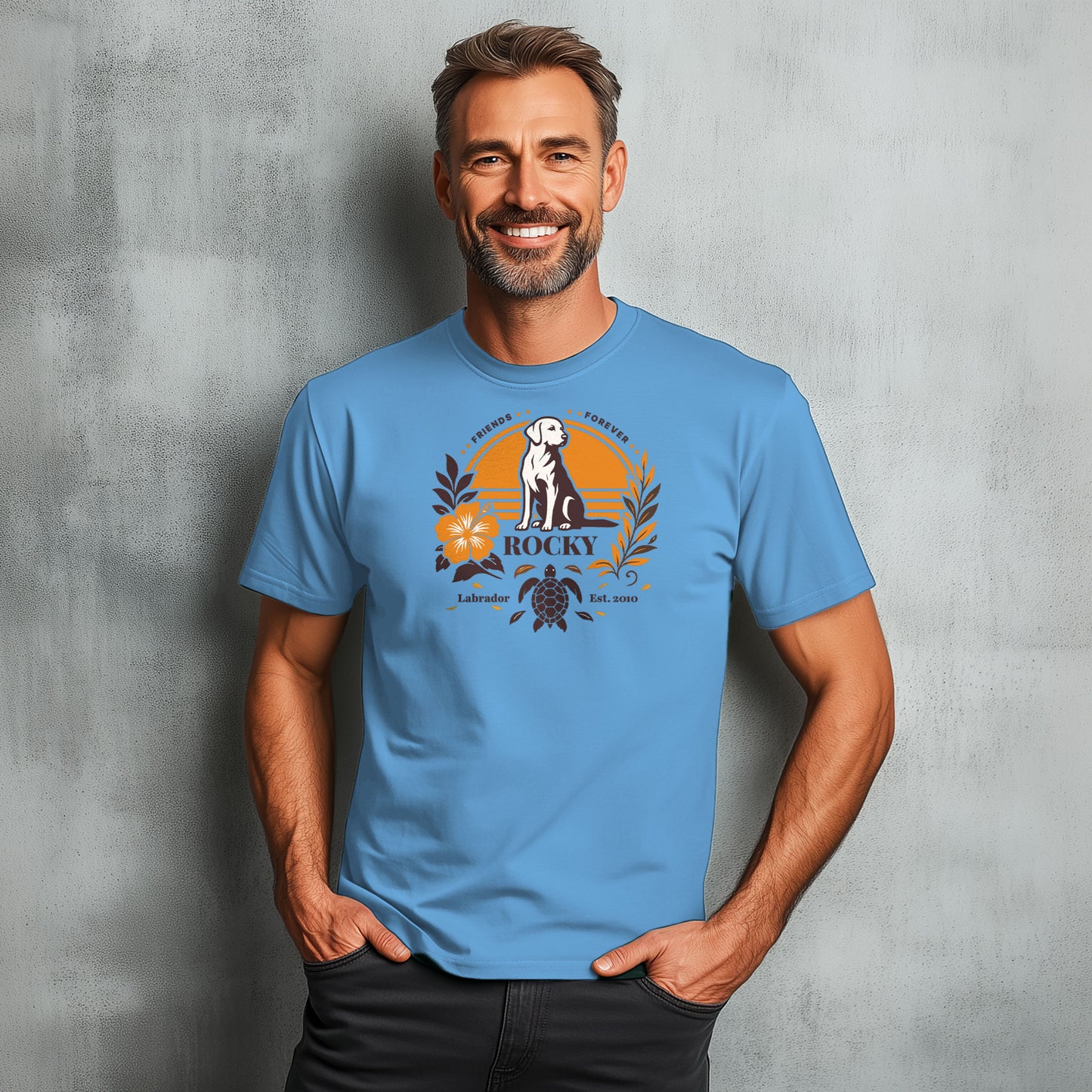 Forever Friends T-Shirt – Personalisierbares Labrador Aloha T-Shirt im Retro-Design