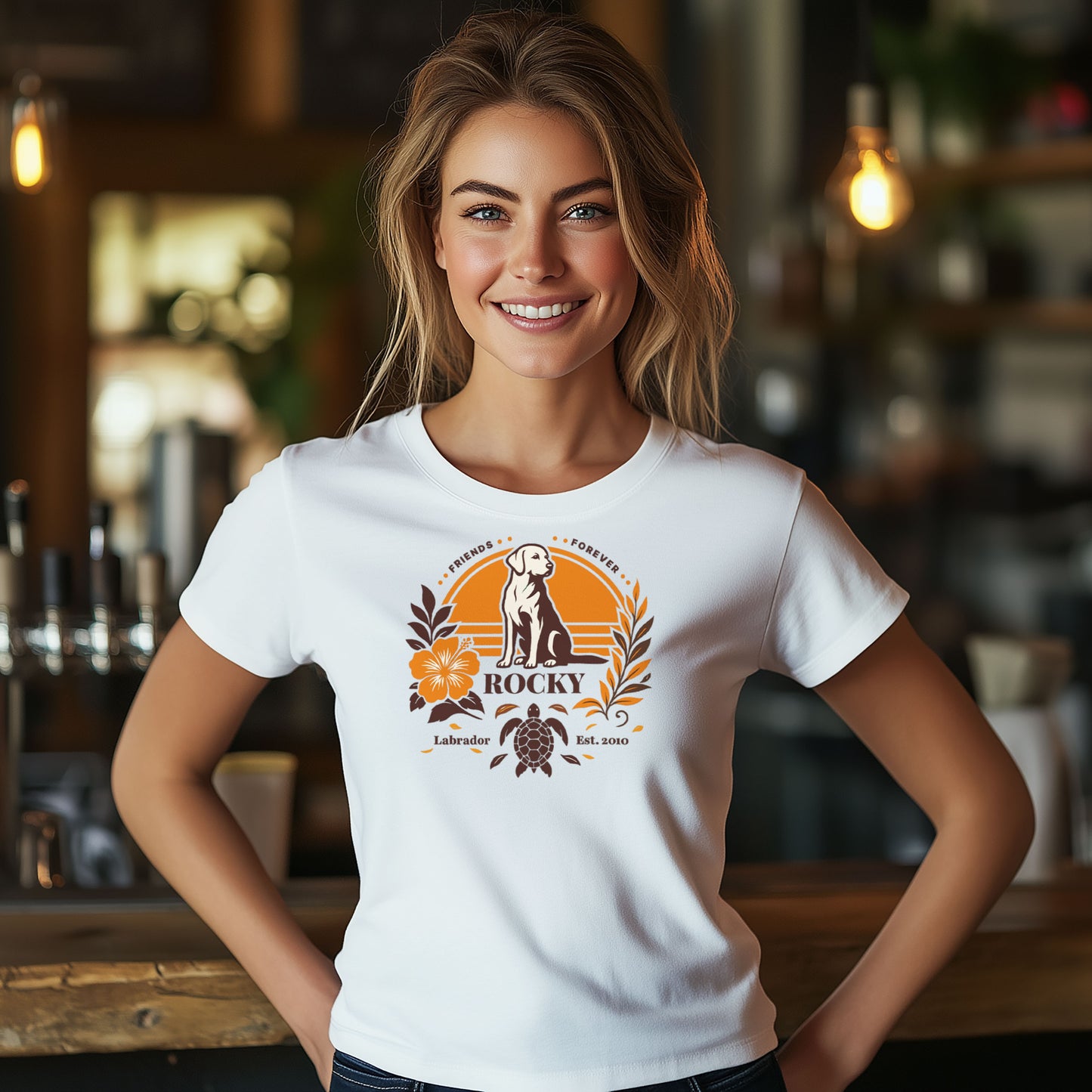 Forever Friends T-Shirt – Personalisierbares Labrador Aloha T-Shirt im Retro-Design